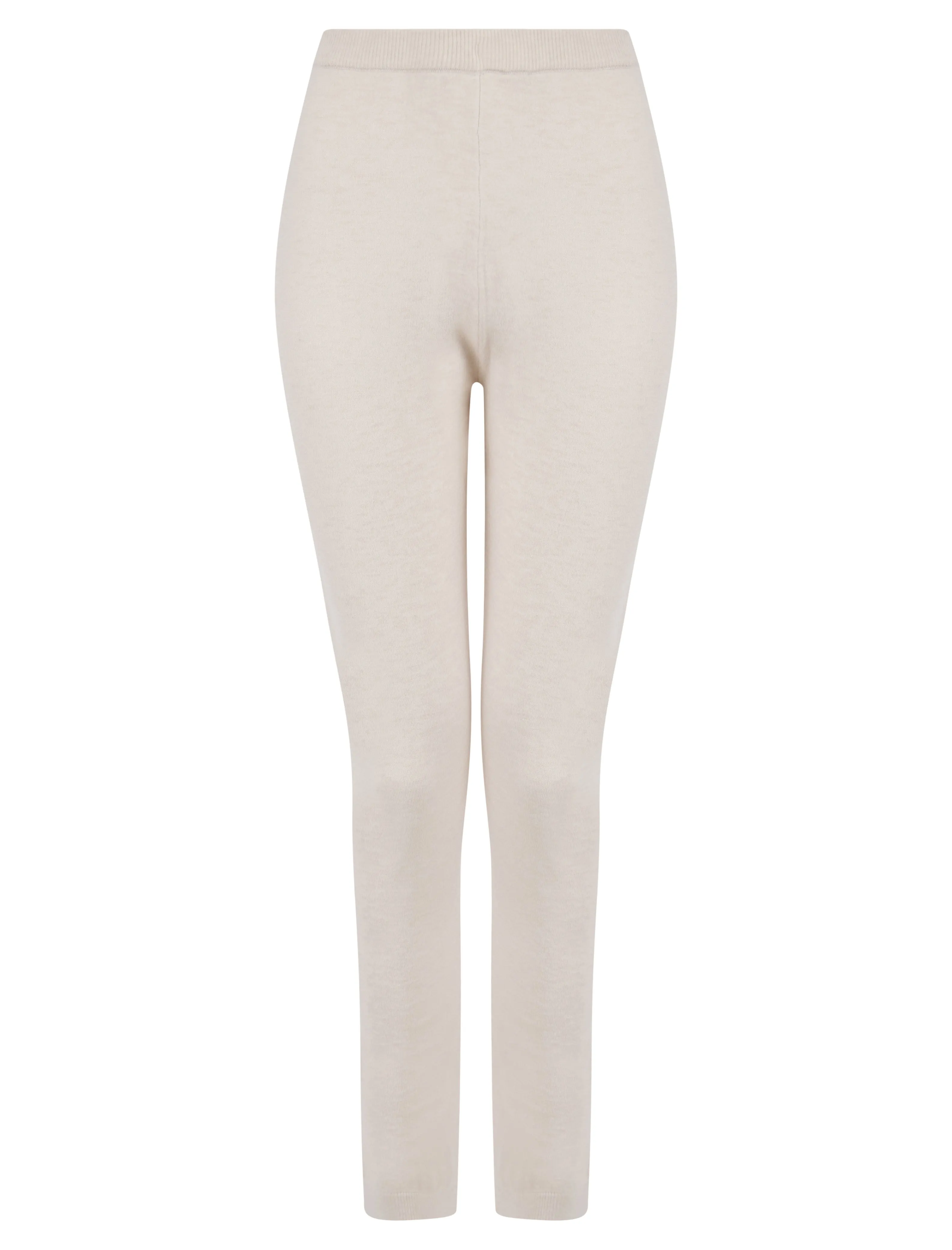 BEIGE HOODED TWO POCKET KNITTED LOUNGEWEAR SET
