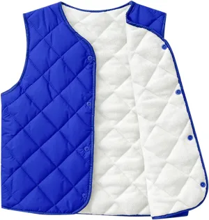 Boys Girls Quilted Puffer Vest Fleece Lined Sleeveless Lightweight Padded Down Coat Kids Toddler Winter Coat Waistcoat