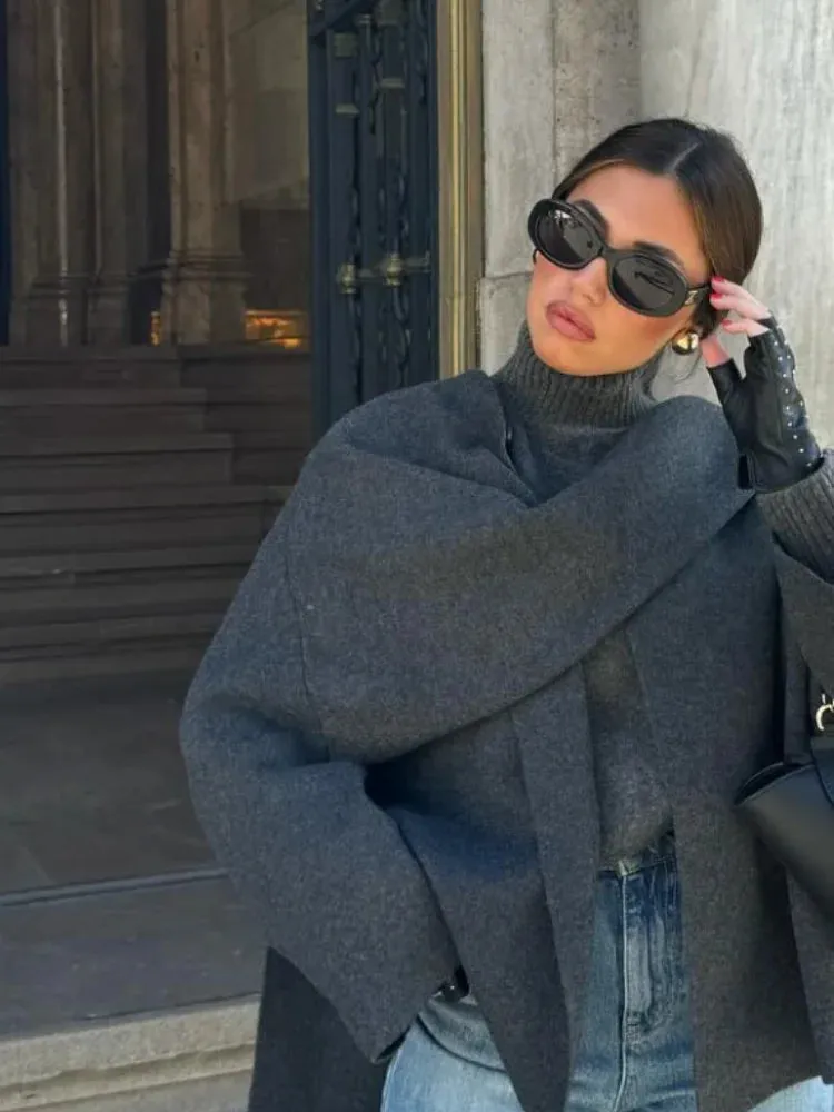 Chic Scarf loose fall coat blanket jacket coat