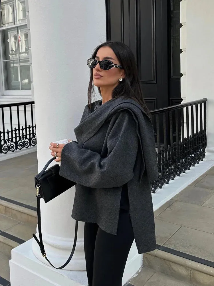Chic Scarf loose fall coat blanket jacket coat