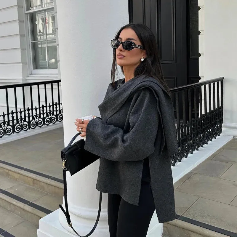 Chic Scarf loose fall coat blanket jacket coat