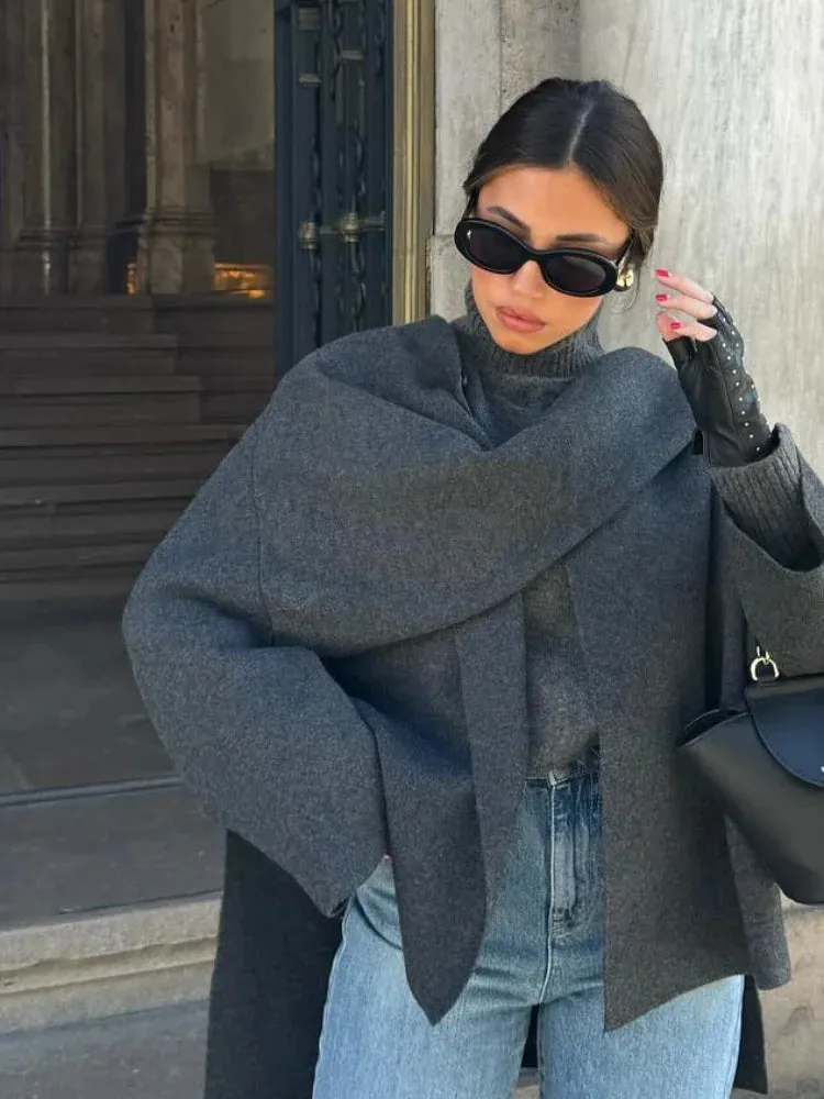 Chic Scarf loose fall coat blanket jacket coat
