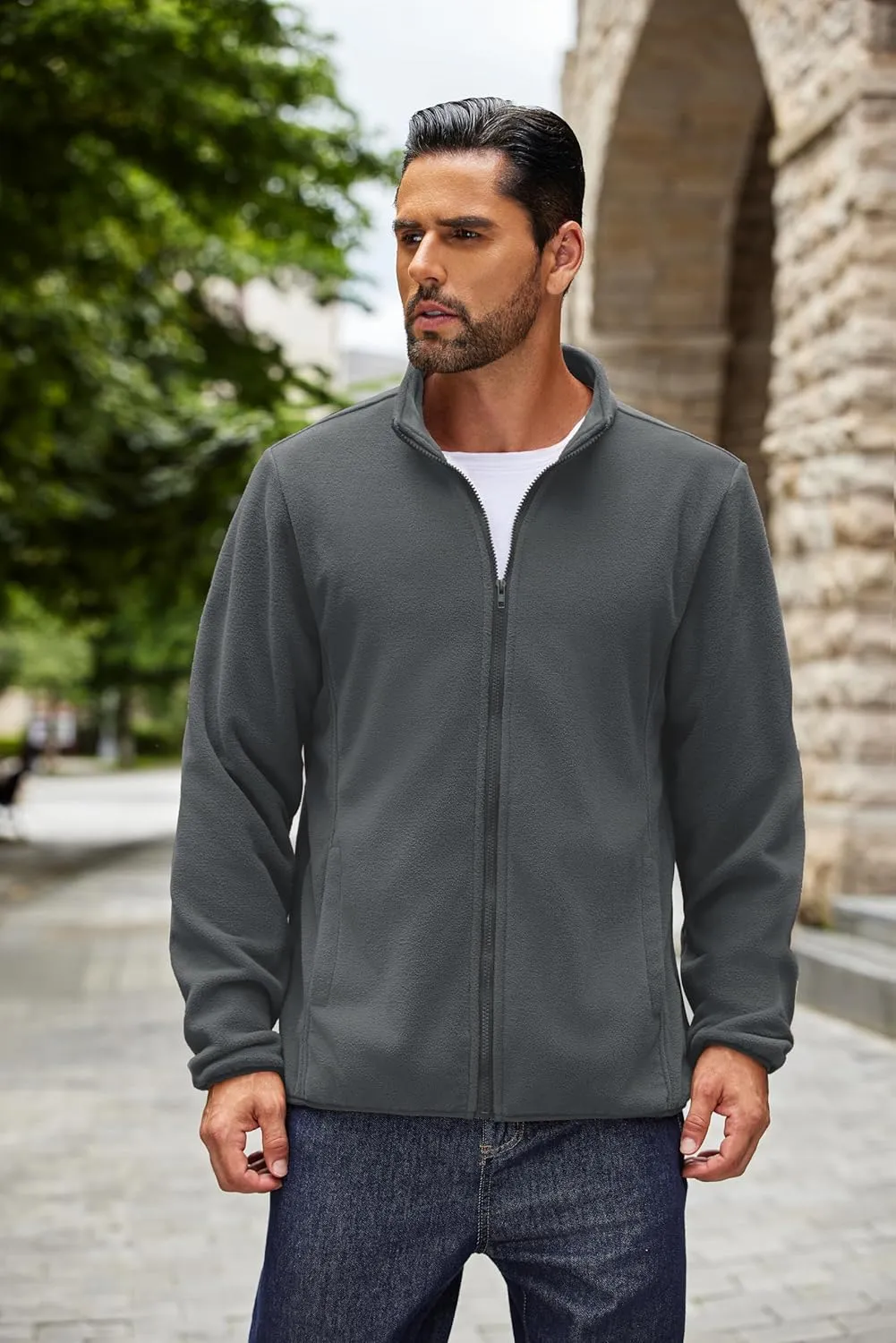 COOFANDY Men's Soft Polar Fleece Jacket Lightweight Full Zip Jackets Casual Outdoor Warm Jackets Coats with Pockets