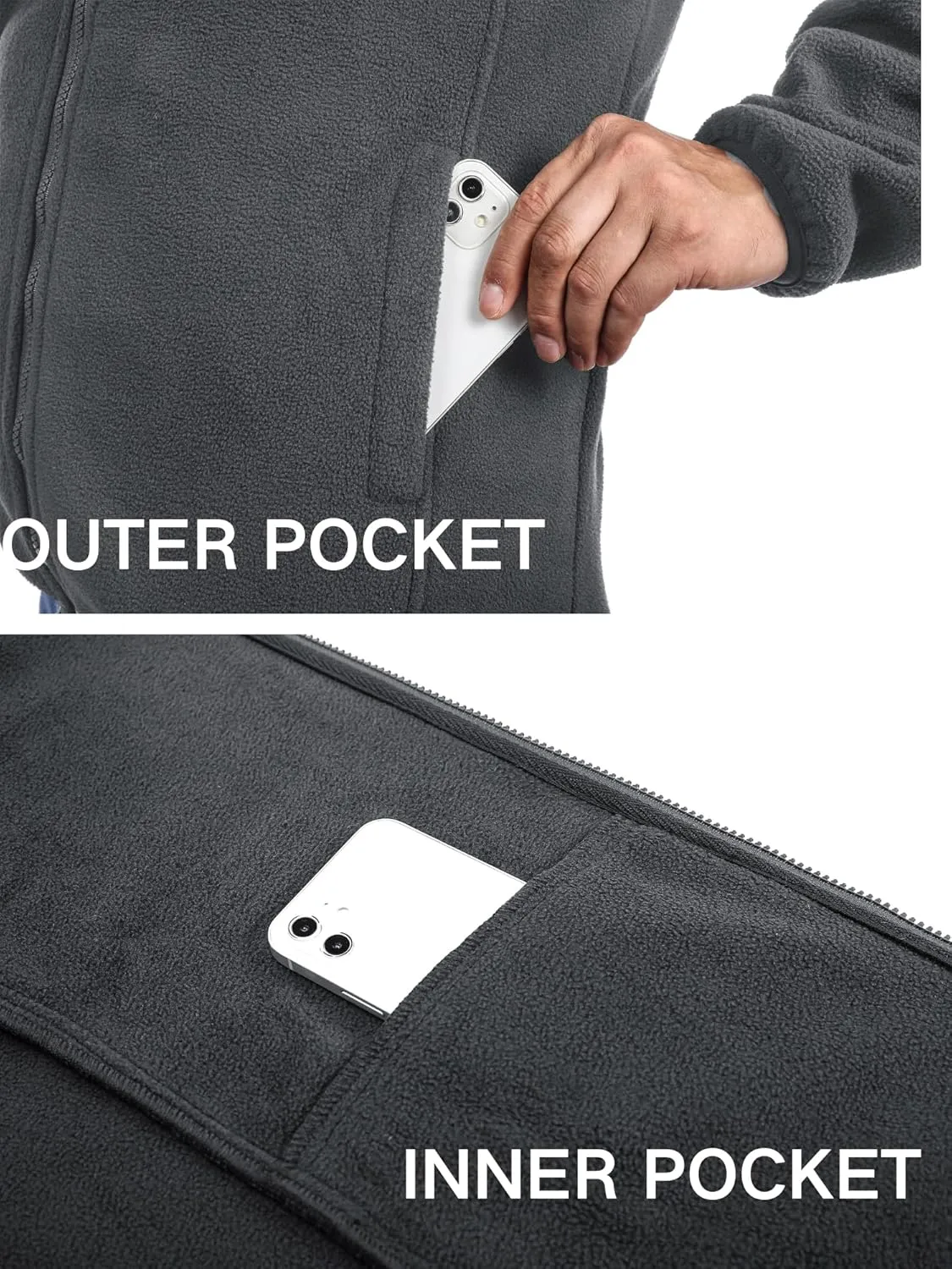 COOFANDY Men's Soft Polar Fleece Jacket Lightweight Full Zip Jackets Casual Outdoor Warm Jackets Coats with Pockets