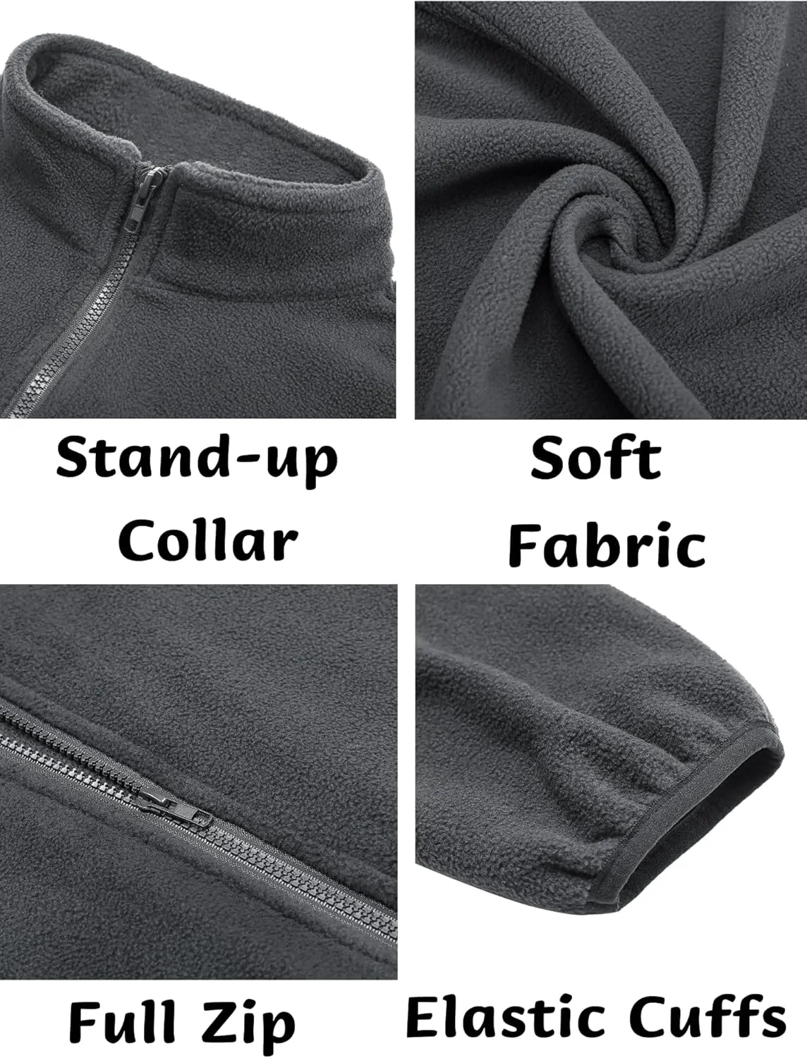 COOFANDY Men's Soft Polar Fleece Jacket Lightweight Full Zip Jackets Casual Outdoor Warm Jackets Coats with Pockets