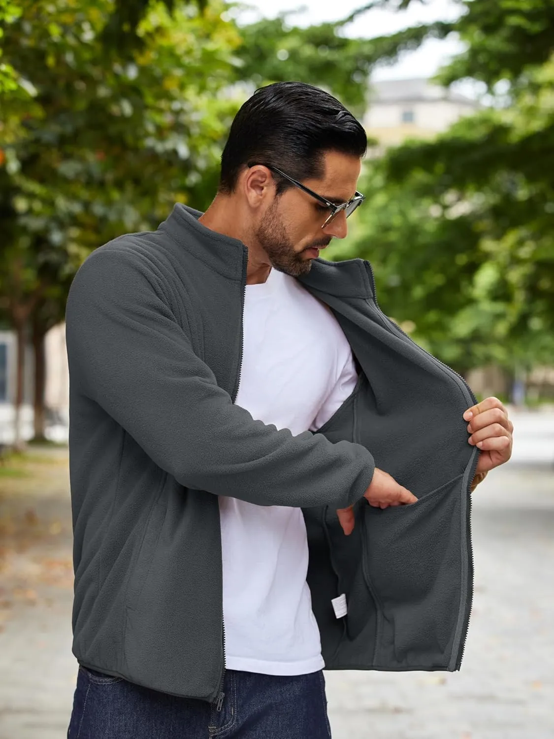 COOFANDY Men's Soft Polar Fleece Jacket Lightweight Full Zip Jackets Casual Outdoor Warm Jackets Coats with Pockets