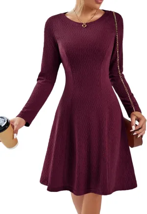 DRESSTELLS Sweater Dresses for Women, Winter Pullover Work Dress Crew Neck Long Sleeve Casual Dress