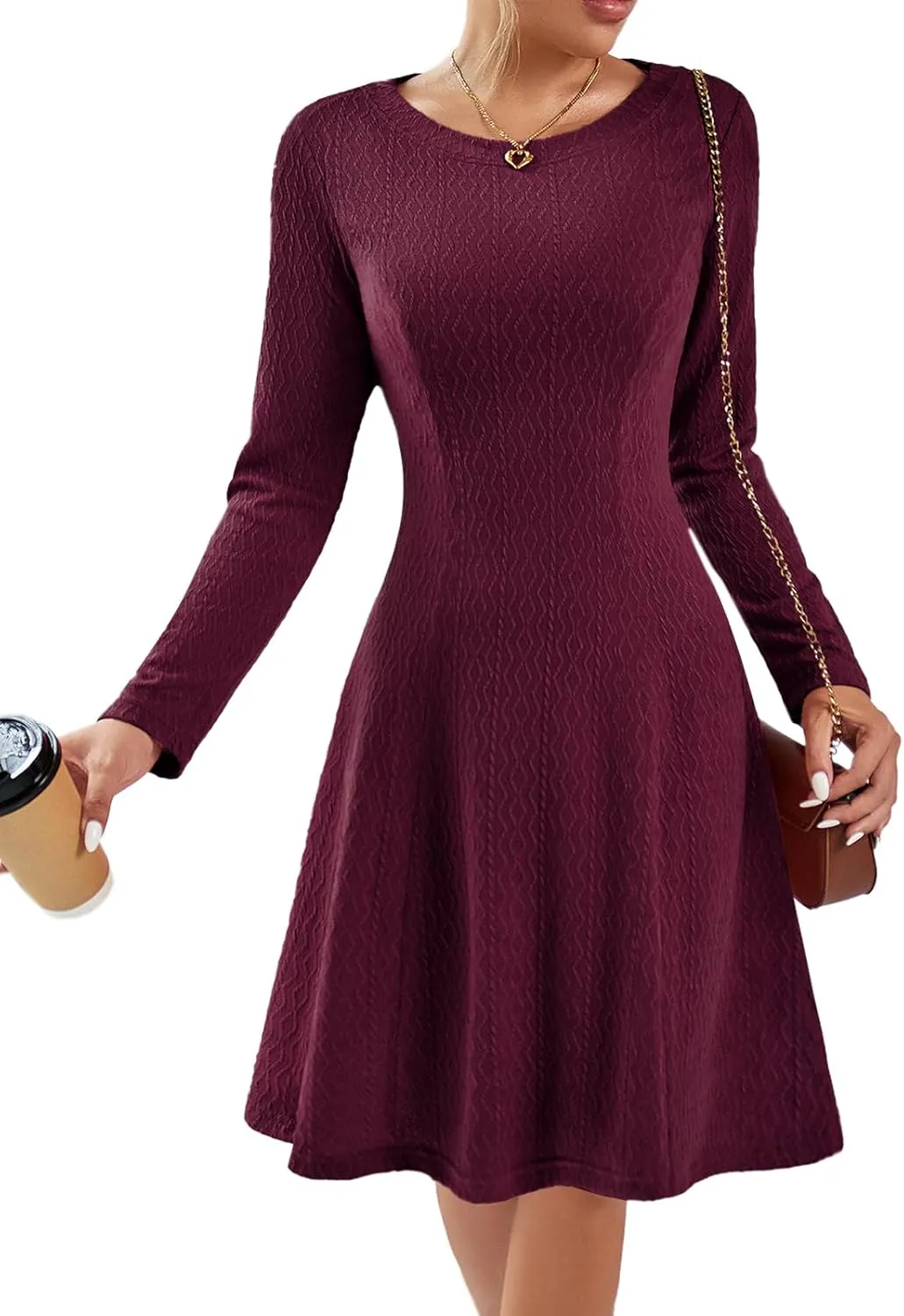 DRESSTELLS Sweater Dresses for Women, Winter Pullover Work Dress Crew Neck Long Sleeve Casual Dress