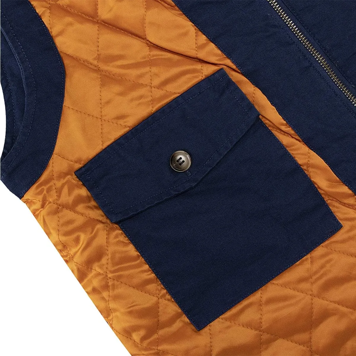 Lisskolo Men's Quilted Lined Vest Washed Canvas Winter Warm Outdoor Hunting Work Utility Travel Vest Jacket