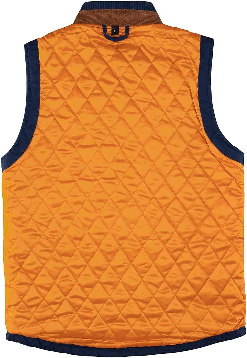 Lisskolo Men's Quilted Lined Vest Washed Canvas Winter Warm Outdoor Hunting Work Utility Travel Vest Jacket