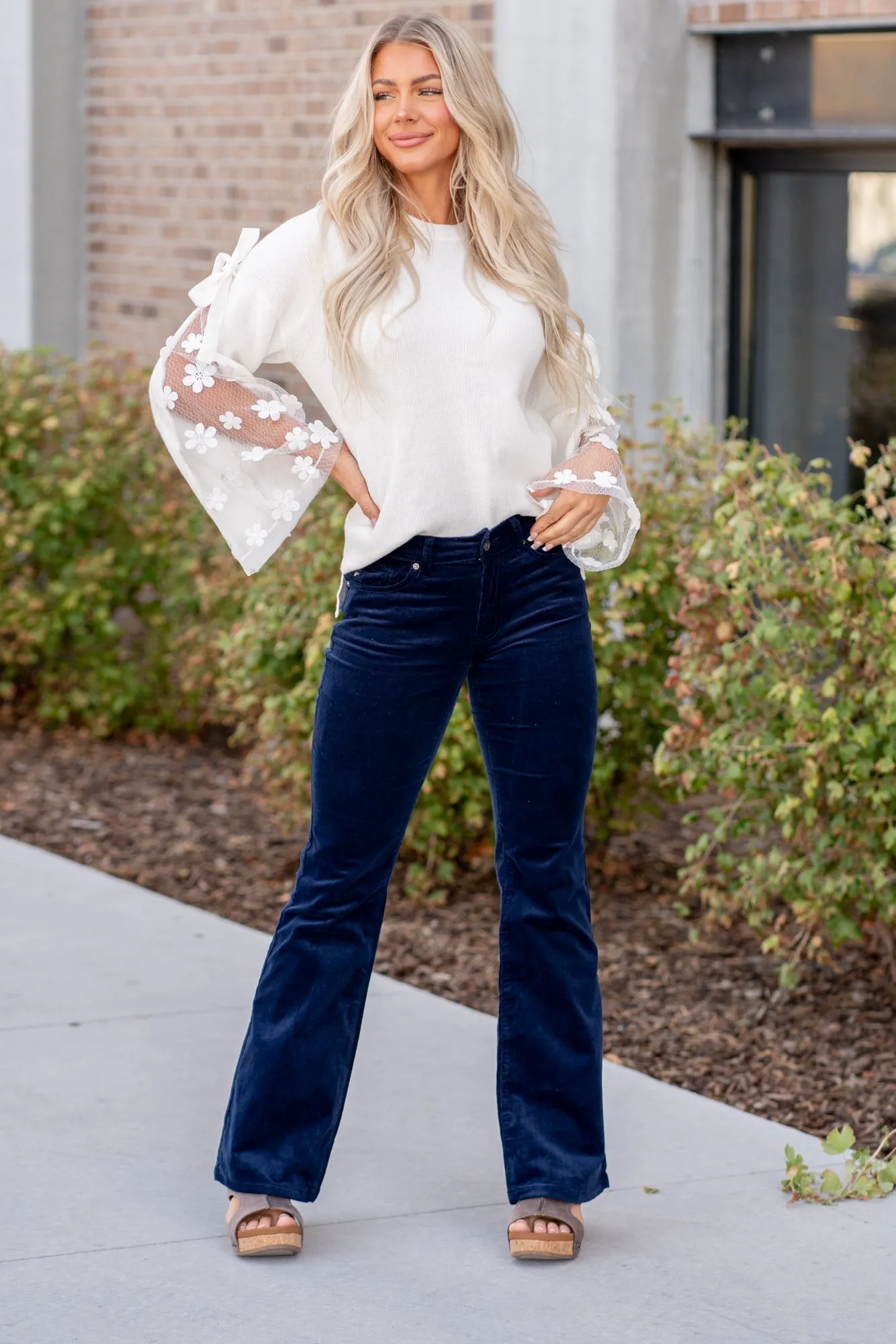 Luana High Rise Skinny Corduroy Flare