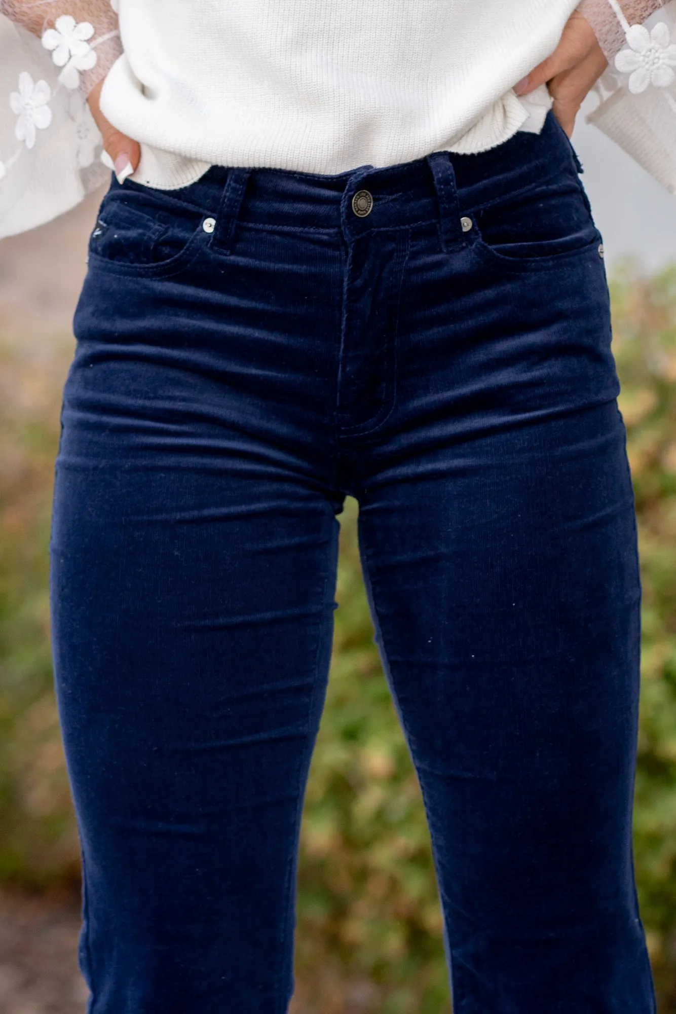 Luana High Rise Skinny Corduroy Flare