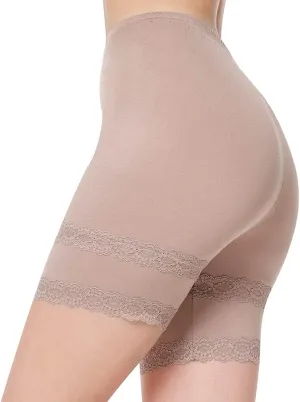 MANCYFIT Slip Shorts for Women Lace Trim Short Leggings Stretch Mid Thigh Undershorts