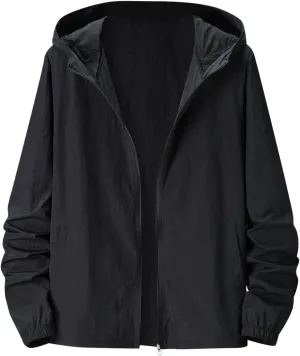 Men's Hoodie Jacket Thin Lightweight Rain Jacket Windproof Fall Casual UV Sun Protection Travel Sportswear