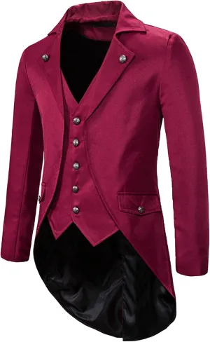Mens Tails Slim Fit Tailcoat Dress Coat Gothic Tailcoat Tuxedo Jacket Dinner Party Wedding Blazer Suit Jacket