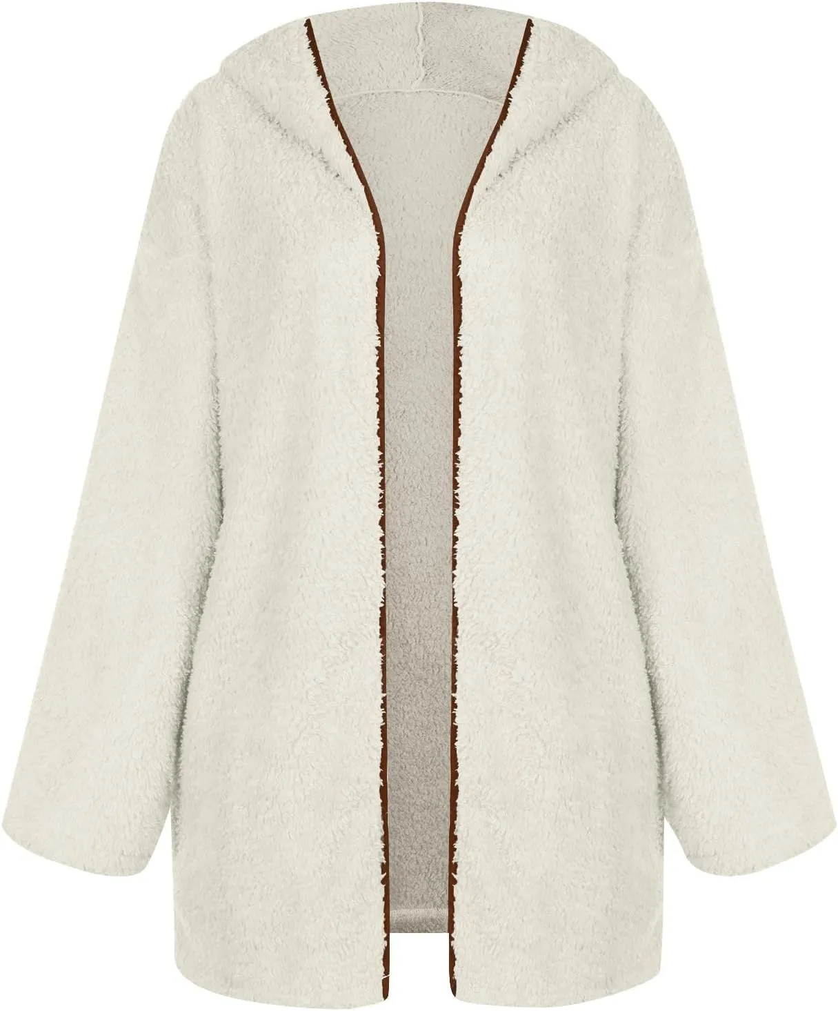 Sherpa Jacket Women Fuzzy Fleece Oversized Open Front Hooded Cardigan Cozy Soft Fluffy Sweater Coats with Pockets