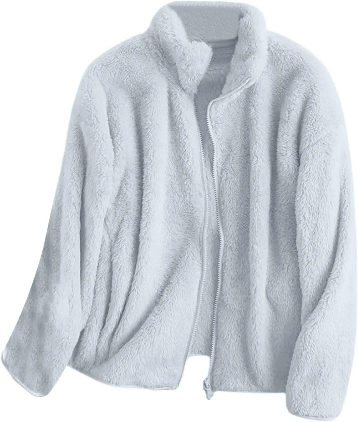Sherpa Jacket Women Lightweight Fleece Zip Up Jackets Long Sleeve Cozy Soft Fluffy Fuzzy Sweater Coats with Pockets