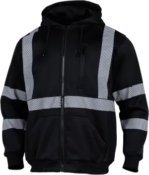 VENDACE High Visibility ANSI Class 3 Reflective Safety Fleece Sweatshirt Hoodie for Men Hi Vis Hoodies Zipper Jacket
