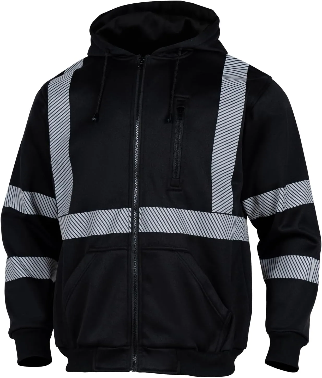 VENDACE High Visibility ANSI Class 3 Reflective Safety Fleece Sweatshirt Hoodie for Men Hi Vis Hoodies Zipper Jacket