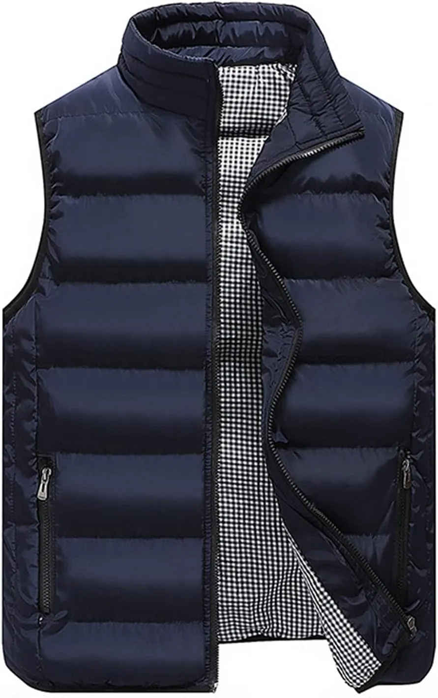 XinYangNi Mens Puffer Vest Quilted Outerwear Winter Warm Down Puffy Vests Lightweight Casual Padded Jacket
